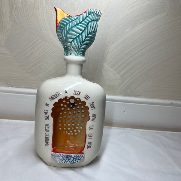 Ceramic vented Tea Candle Lantern Elegant Art Deco standing or hanging|10” Tall - Picture 3 of 17